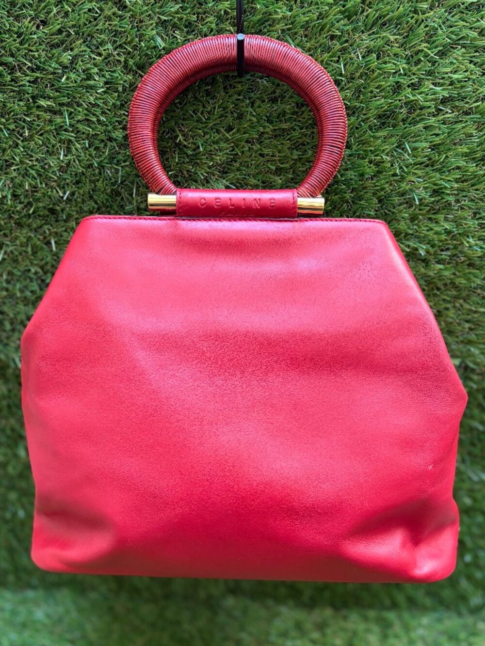 Vintage Celine Red Leather Top Handle Bag